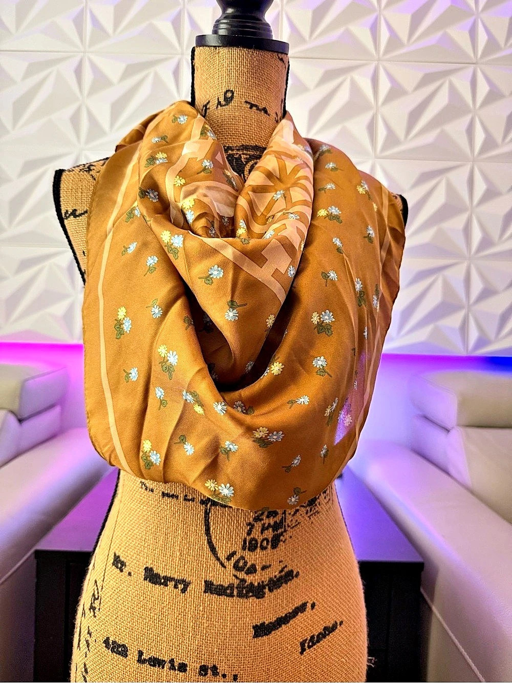 NWT Coach Honey Brown Floral Horse & Carriage 100% Silk Scarf | 34" Square